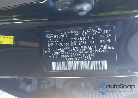 2012 Hyundai Genesis 3.8 from USA, damaged, VIN KMHGC4DD5CU185147